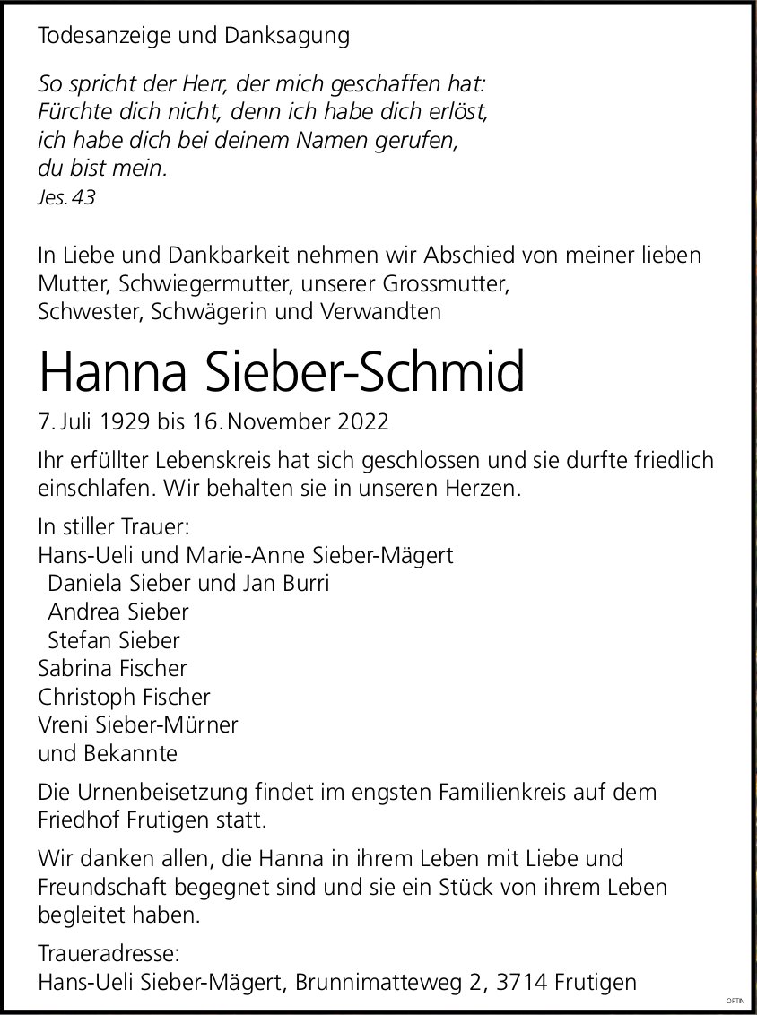 Hanna Sieber-Schmid, November 2022 / TA