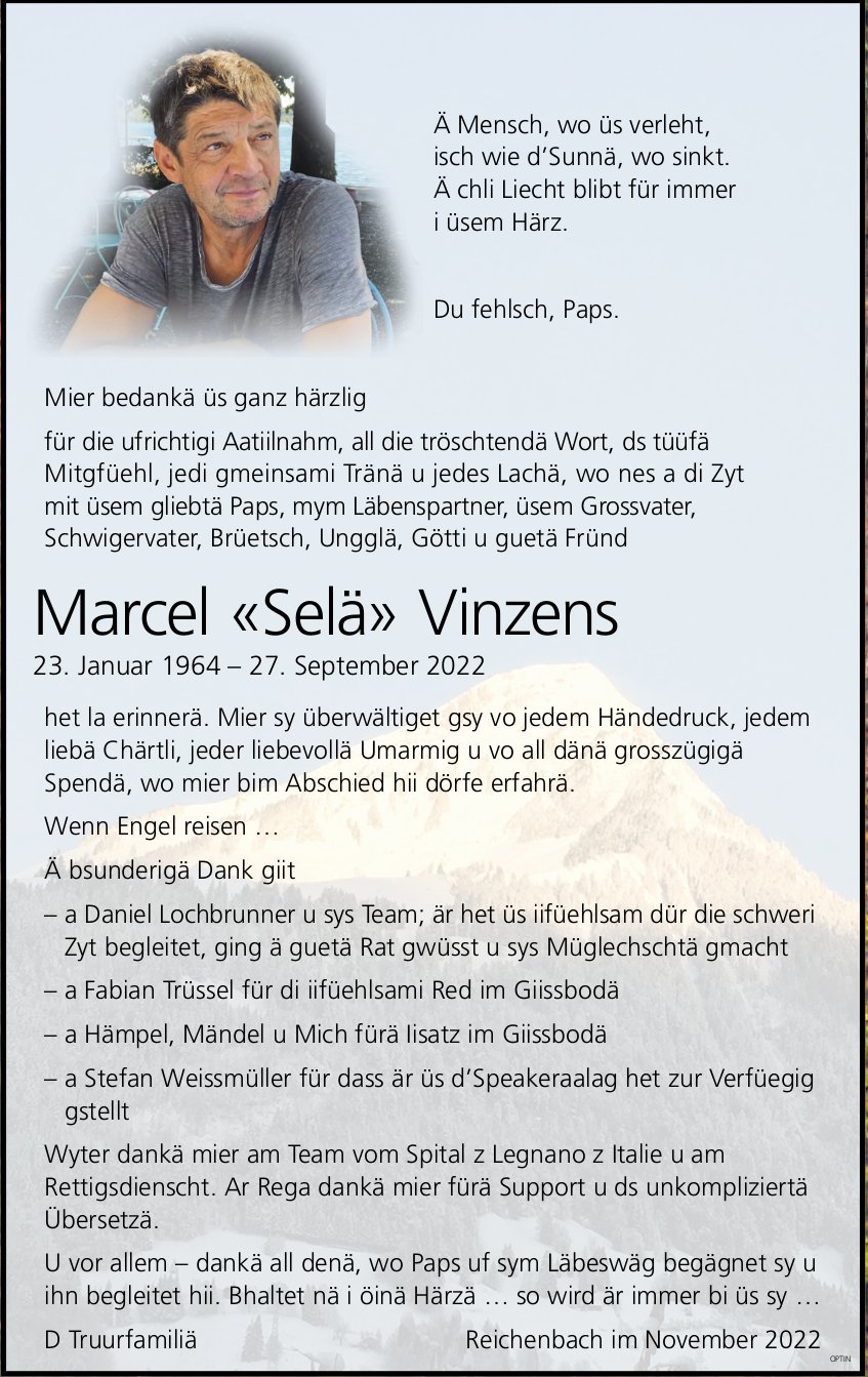 Marcel «Selä» Vinzens, im November 2022 / DS