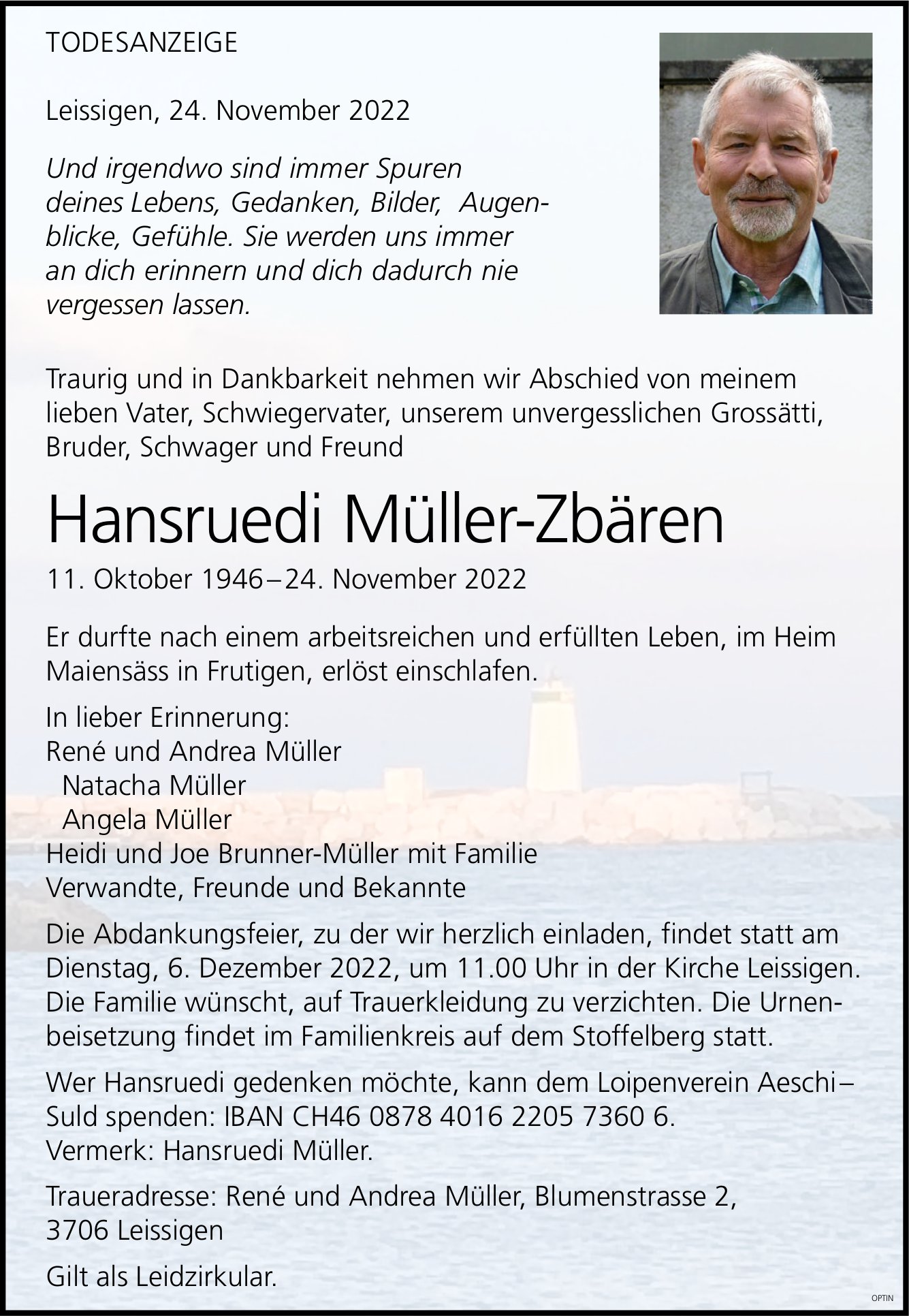 Hansruedi Müller-Zbären, November 2022 / TA