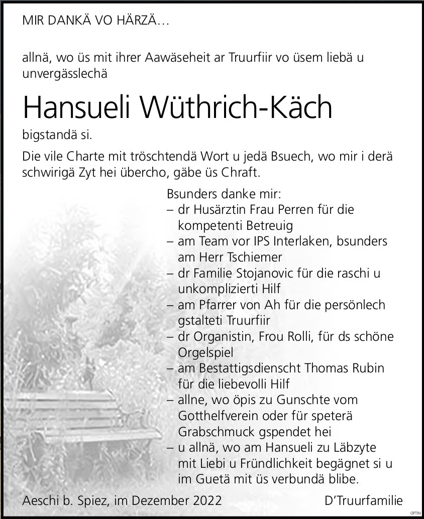 Hansueli Wüthrich-Käch, im Dezember 2022 / DS