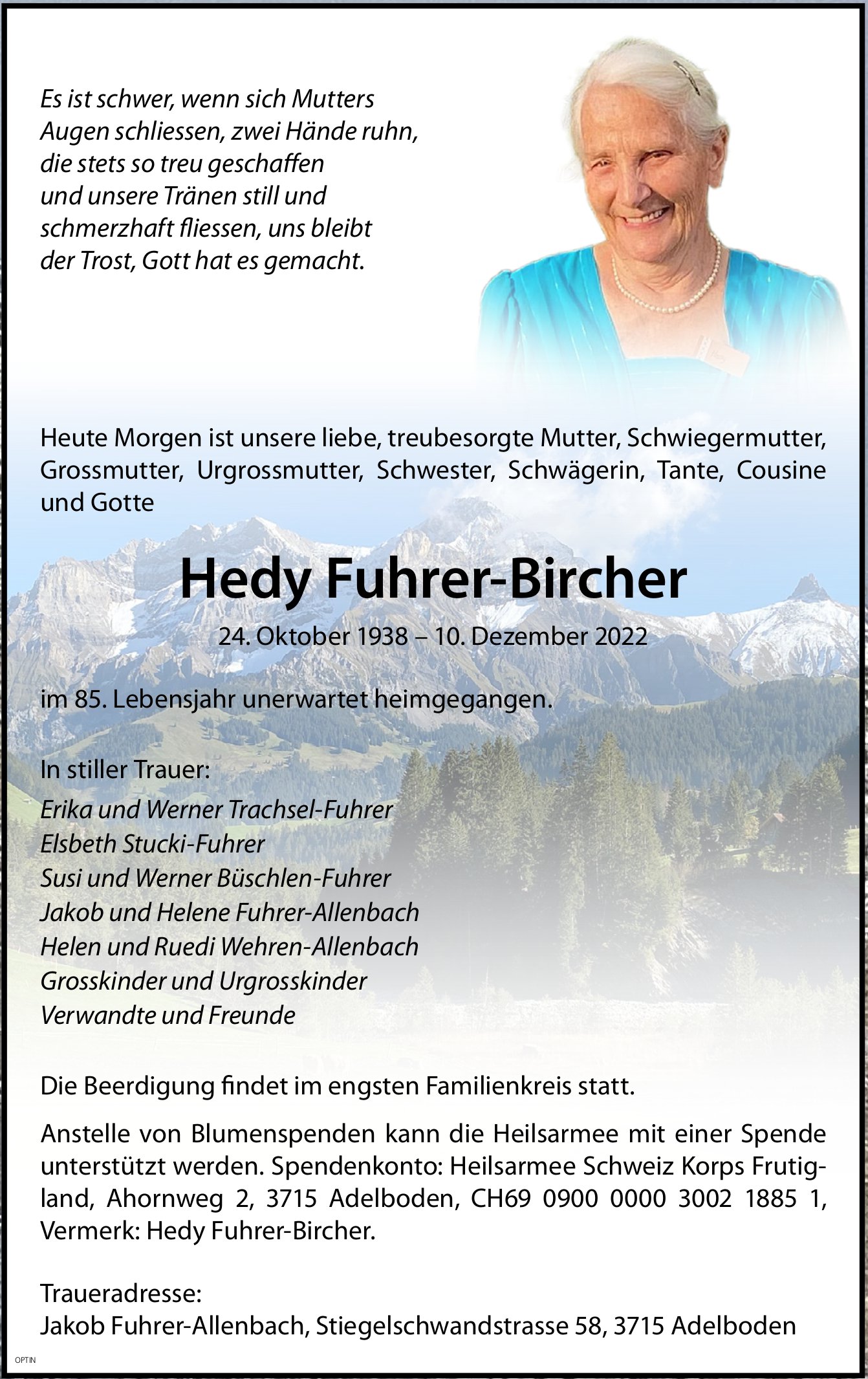 Hedy Fuhrer-Bircher, Dezember 2022 / TA