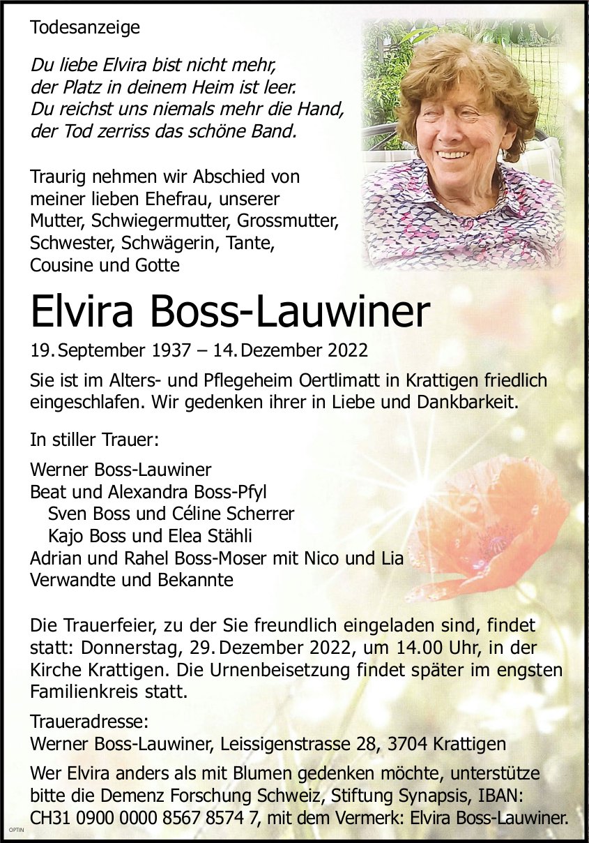 Elvira Boss-Lauwiner, Dezember 2022 / TA