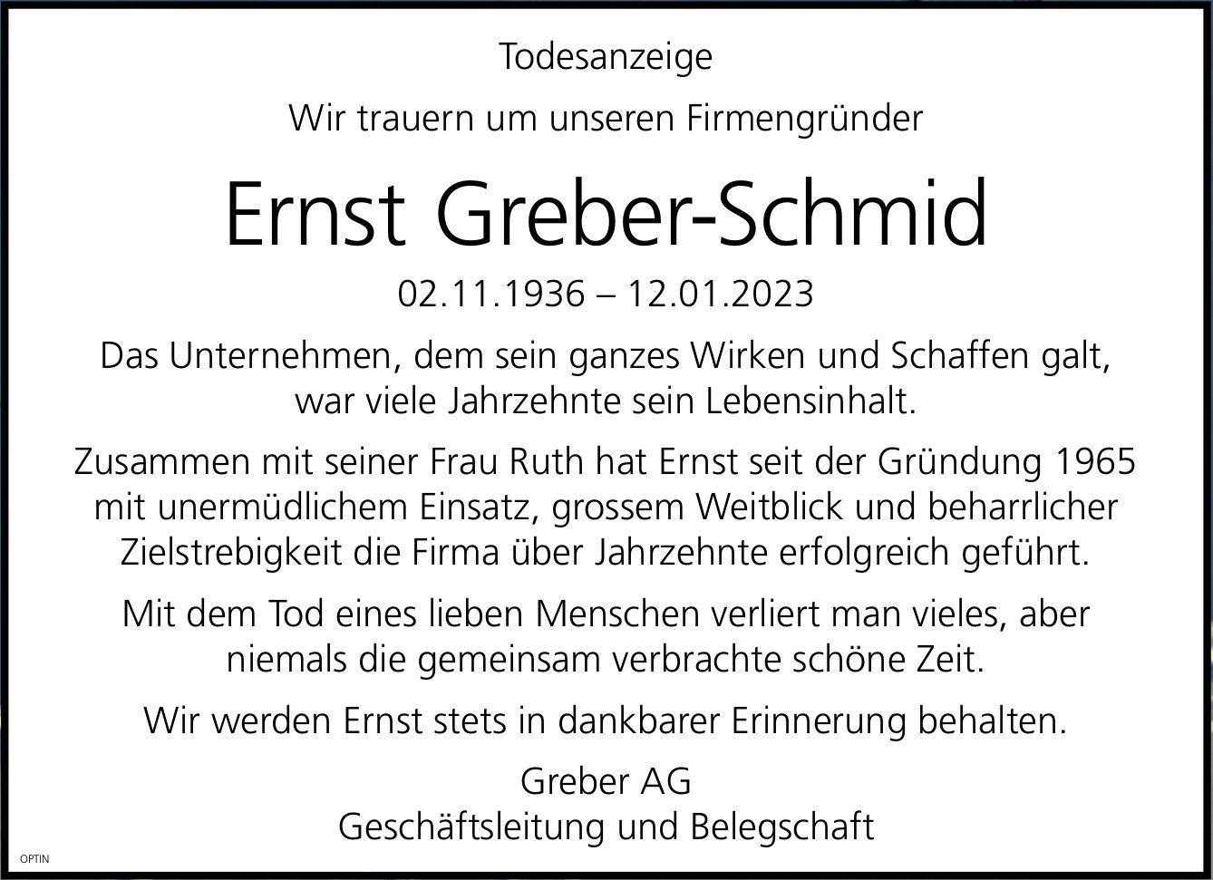 Ernst Greber-Schmid, Januar 2023 / TA