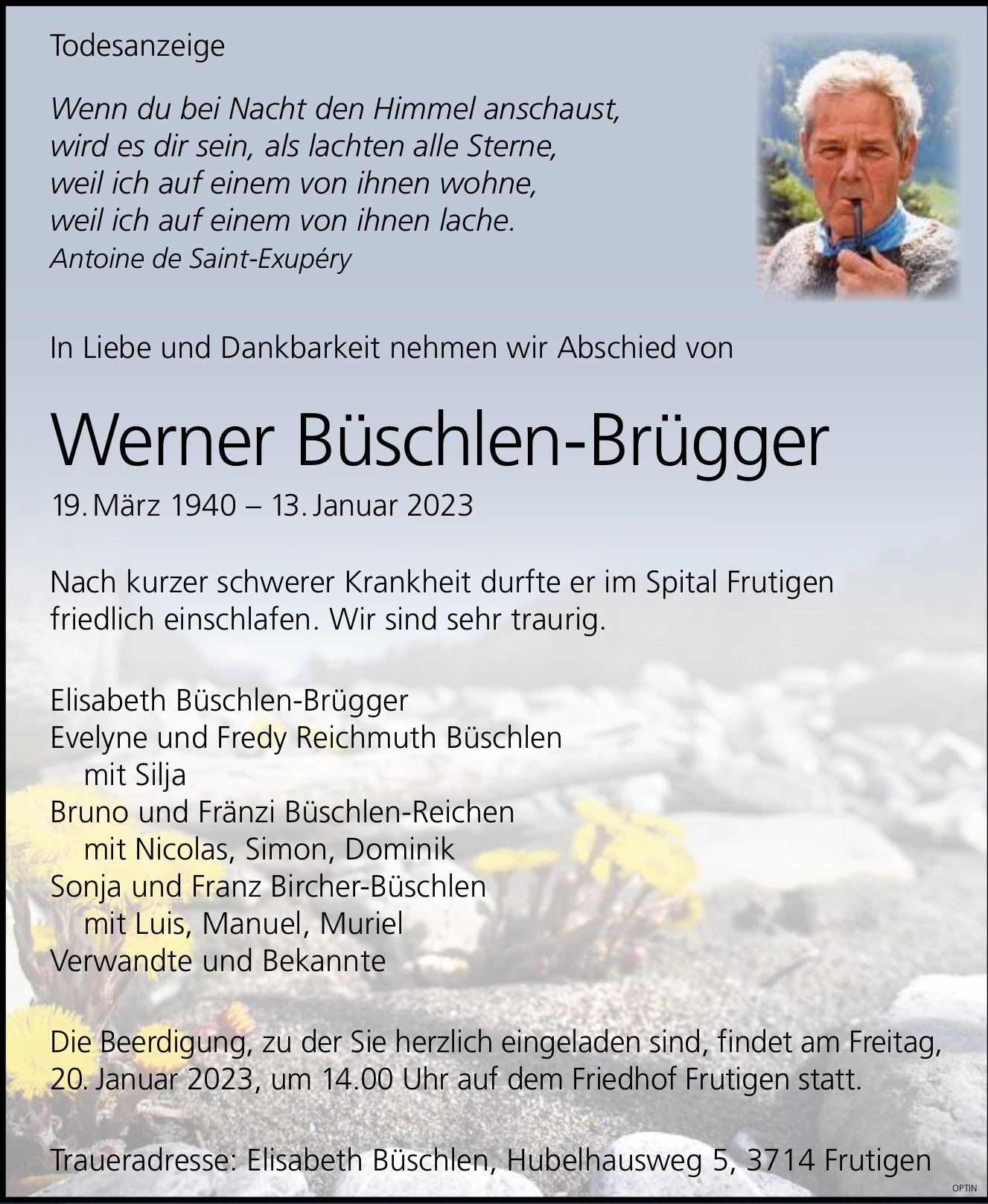 Werner Büschlen-Brügger, Januar 2023 / TA