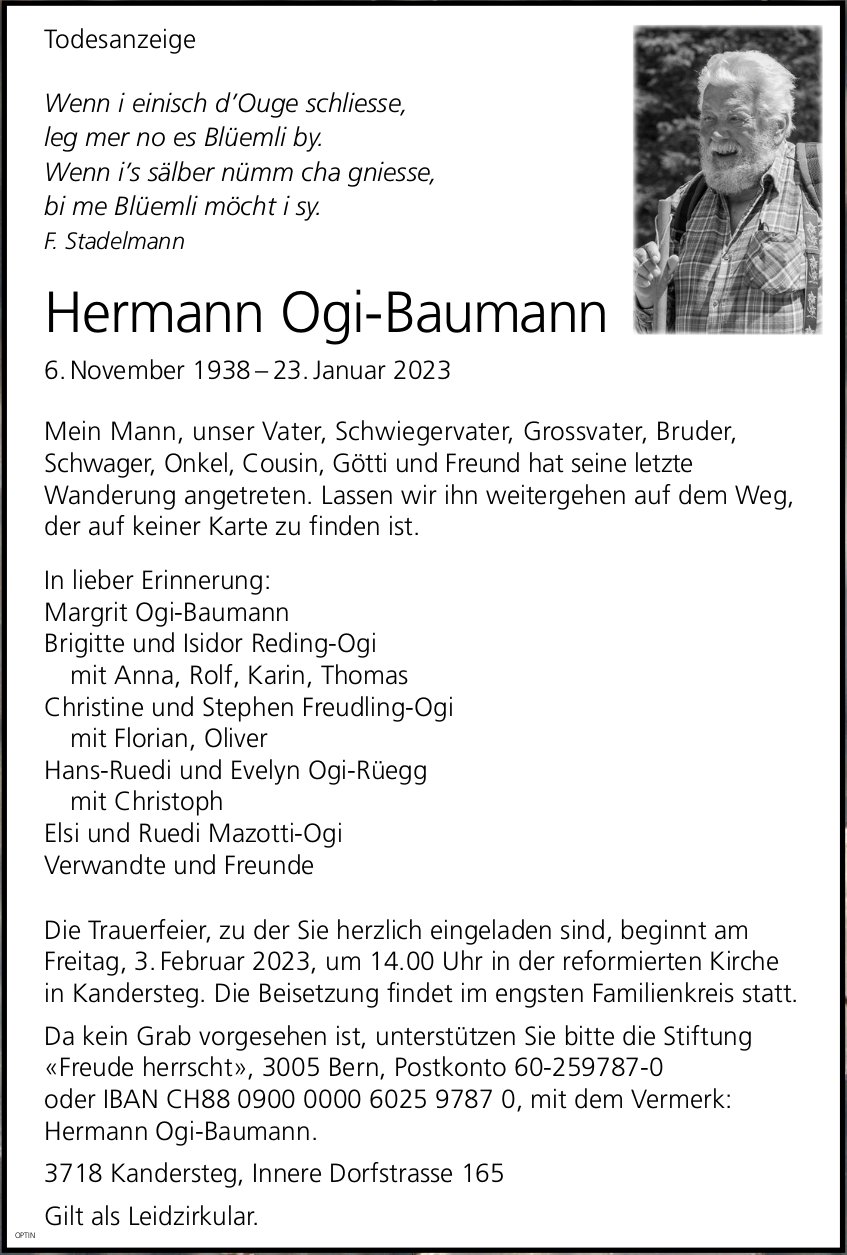 Hermann Ogi-Baumann, Januar 2023 / TA