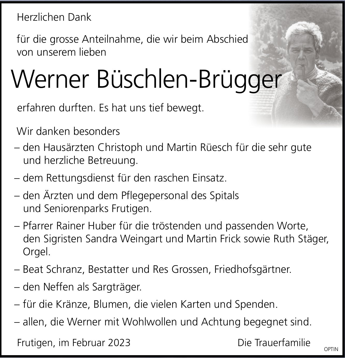 Werner Büschlen-Brügger, im Februar 2023 / DS
