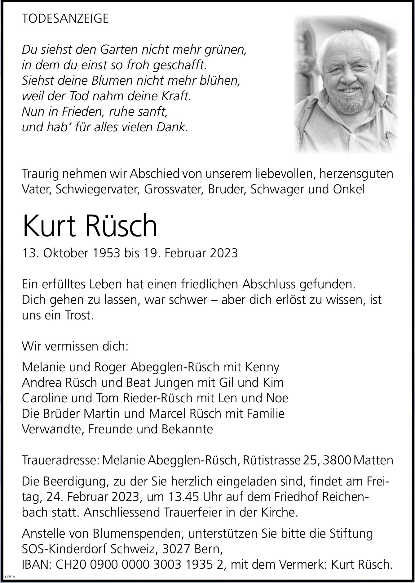 Kurt Rüsch, Februar 2023 / TA