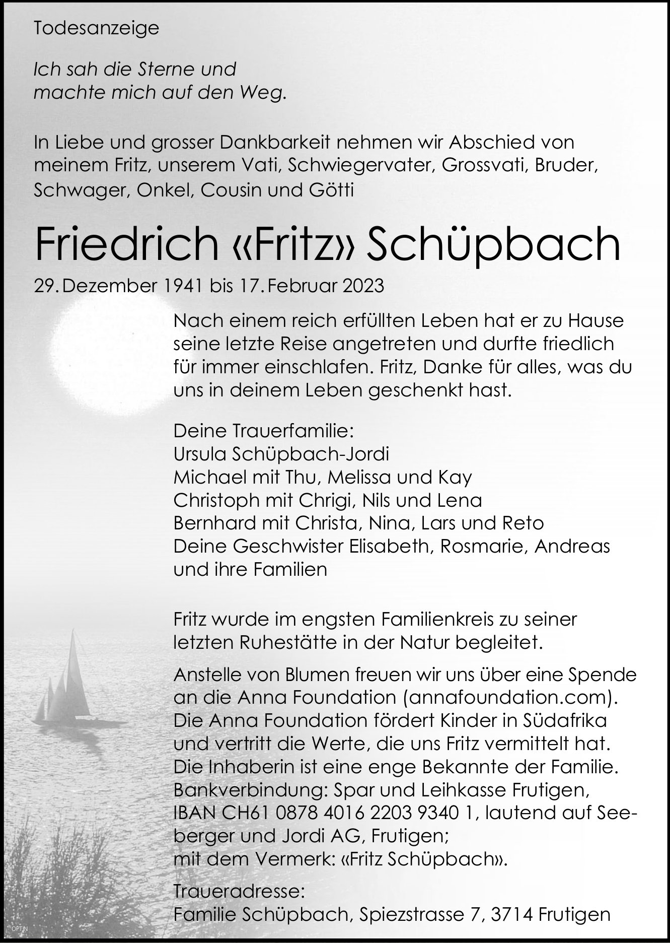 Friedrich «Fritz» Schüpbach, Februar 2023 / TA