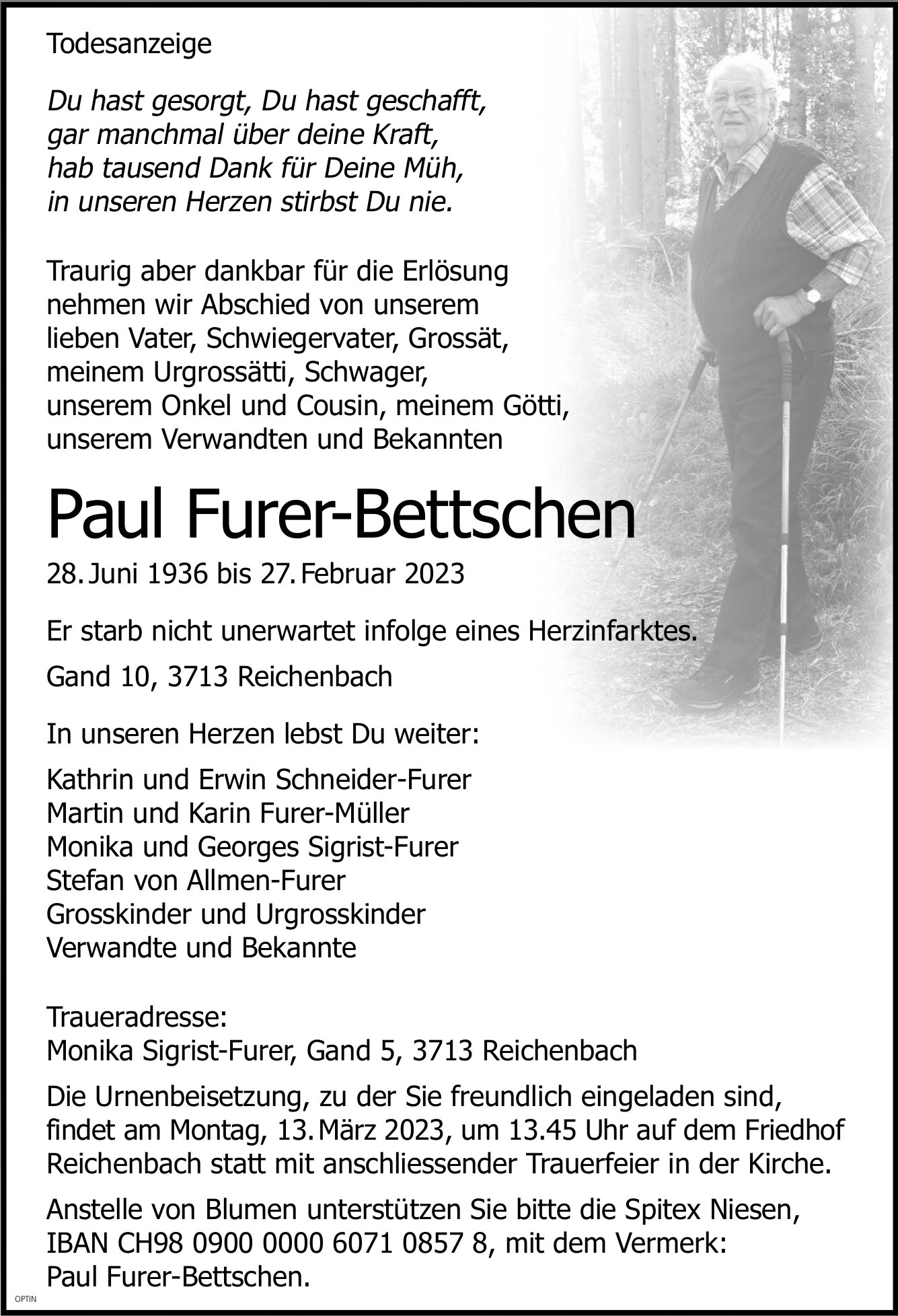 Paul Furer-Bettschen, Februar 2023 / TA