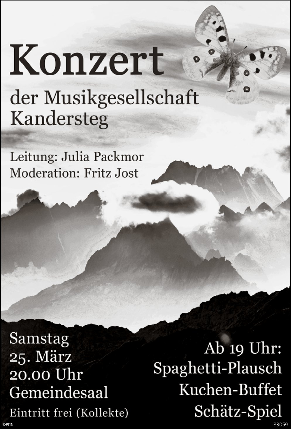 Konzert Musikgesellschaft, 25. März, Gemeindesaal, Kandersteg