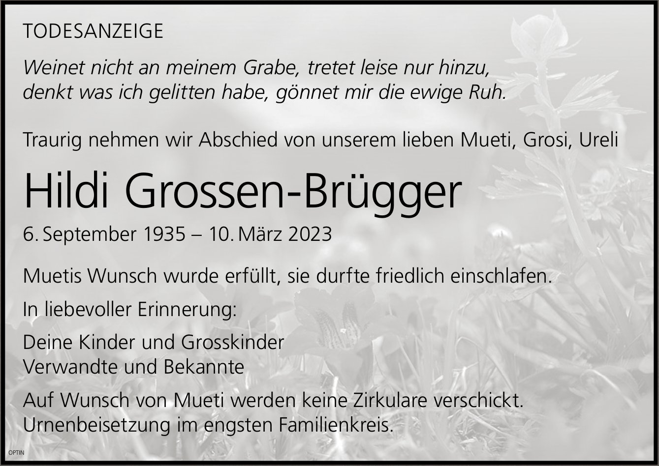 Hildi Grossen-Brügger, März 2023 / TA