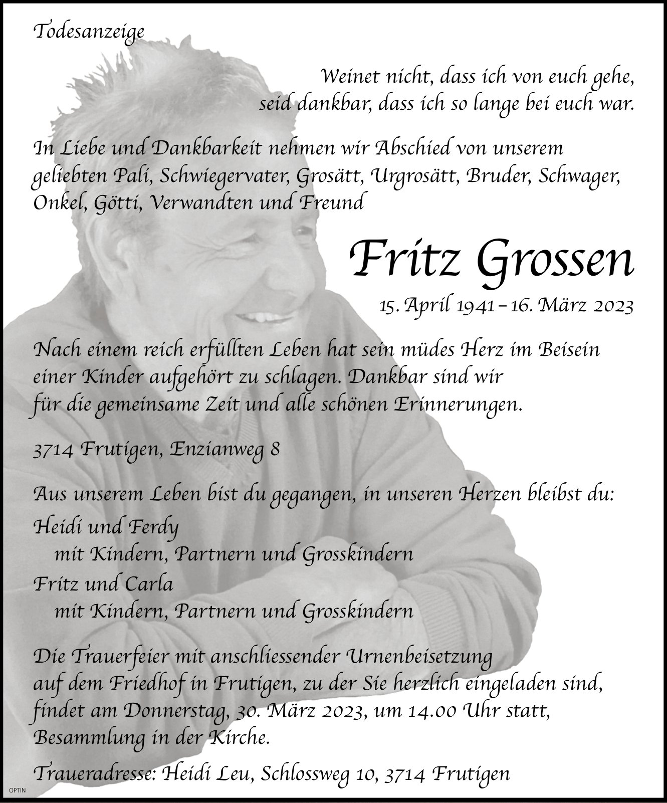 Fritz Grossen, März 2023 / TA