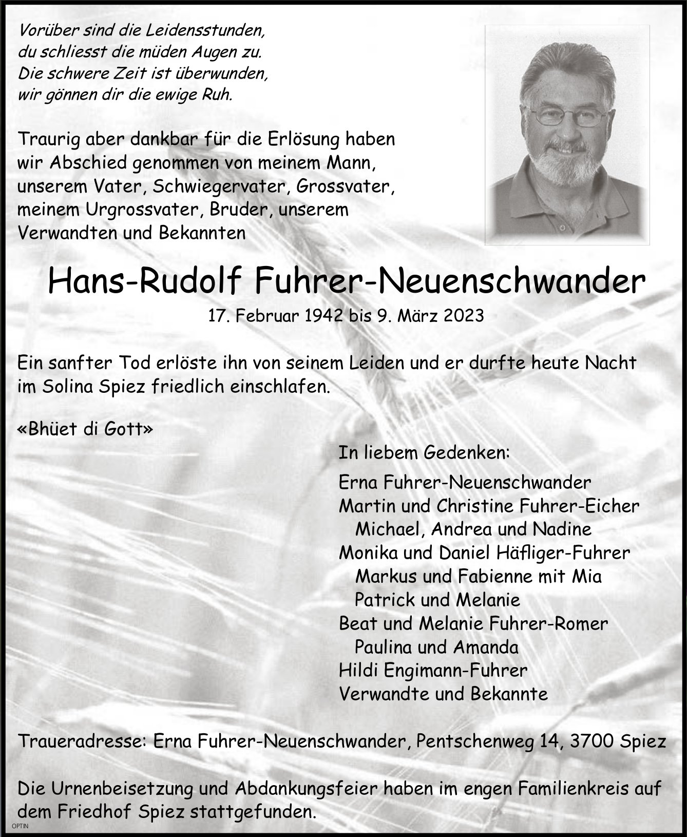 Hans-Rudolf Fuhrer-Neuenschwander, März 2023 / TA