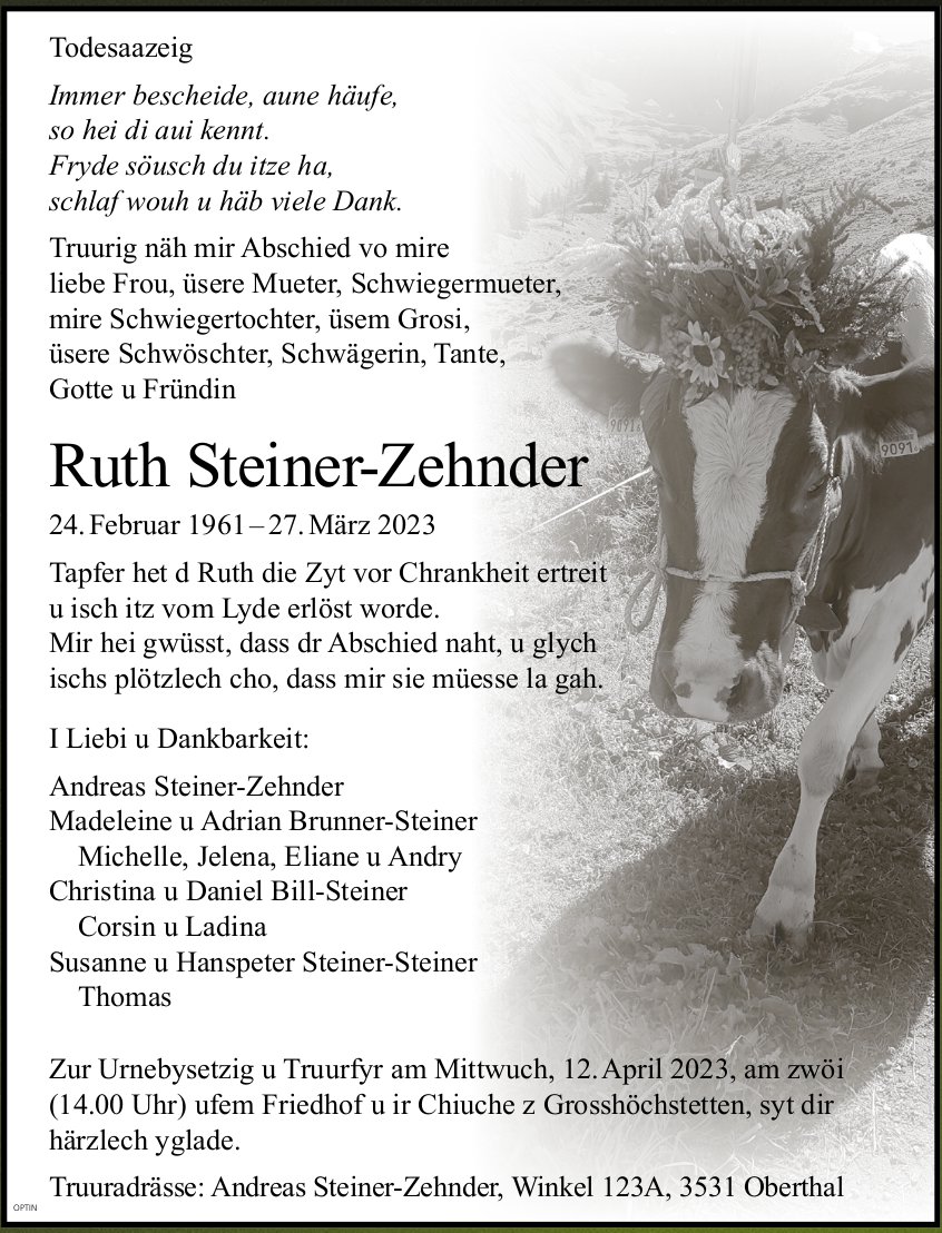 Ruth Steiner-Zehnder, März 2023 / TA