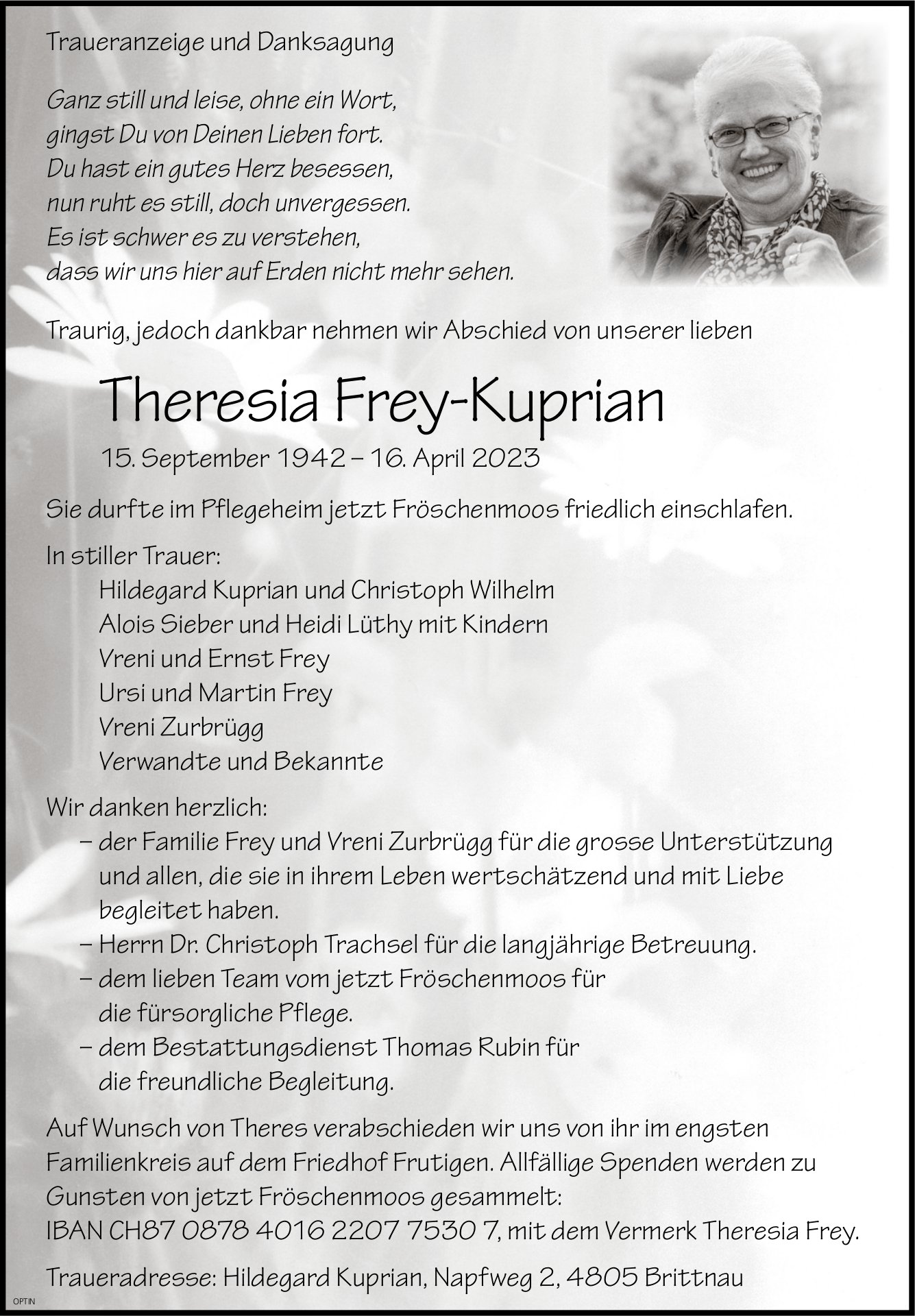 Theresia Frey-Kuprian, April 2023 / TA