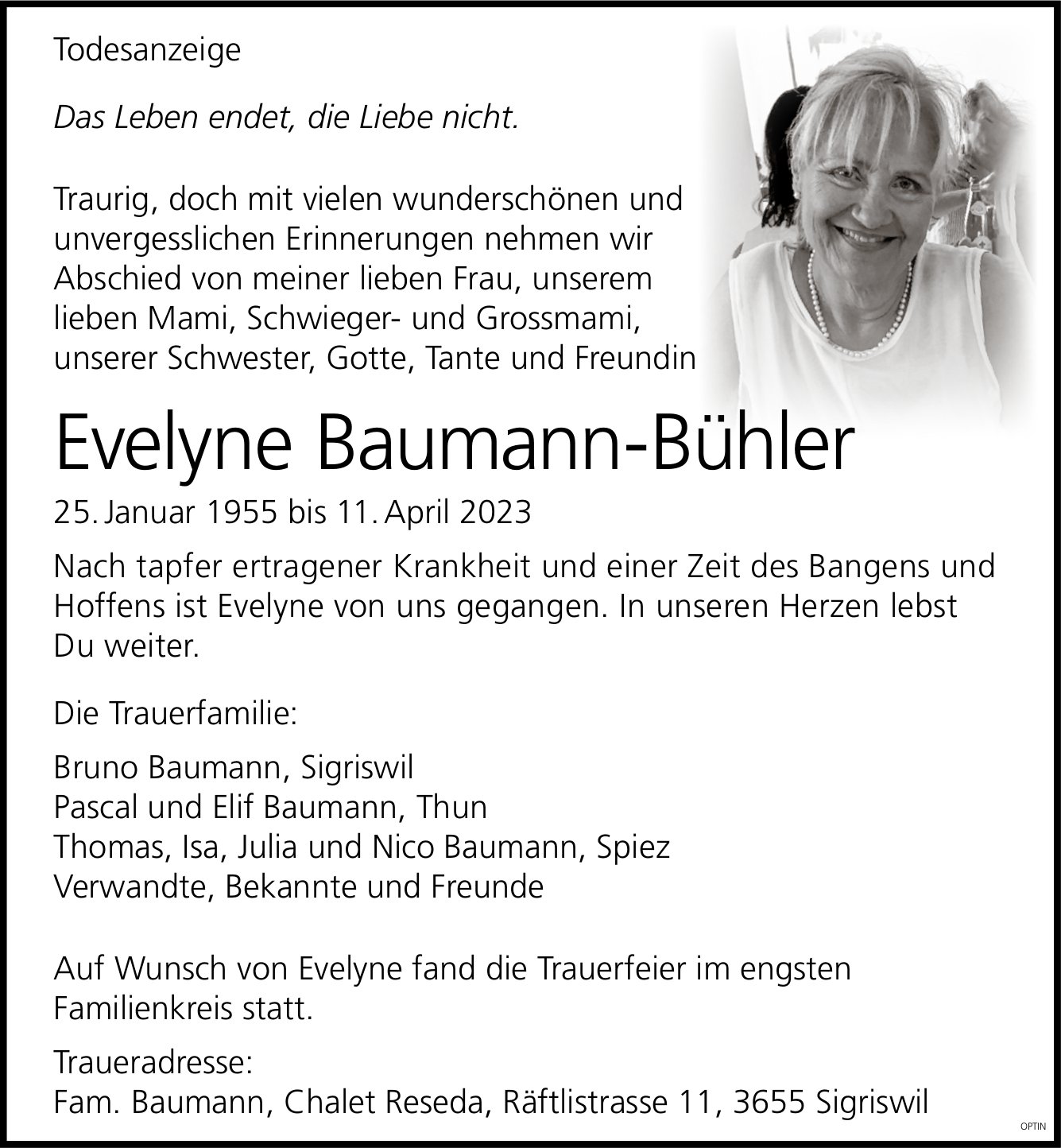 Evelyne Baumann-Bühler, April 2023 / TA