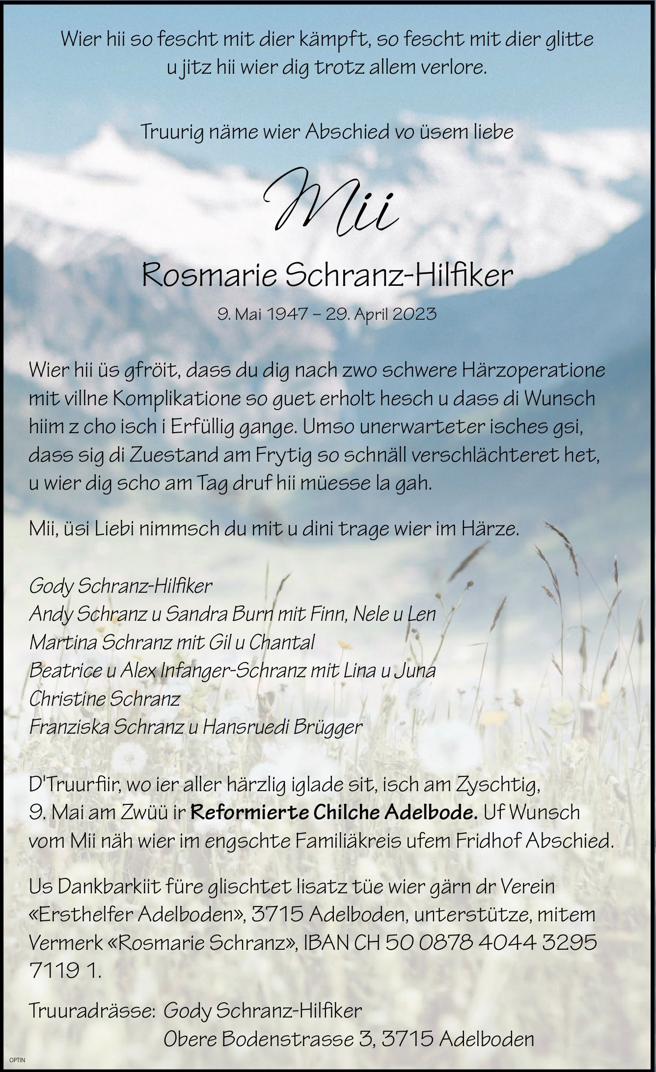 Rosmarie Schranz-Hilfiker, April 2023 / TA