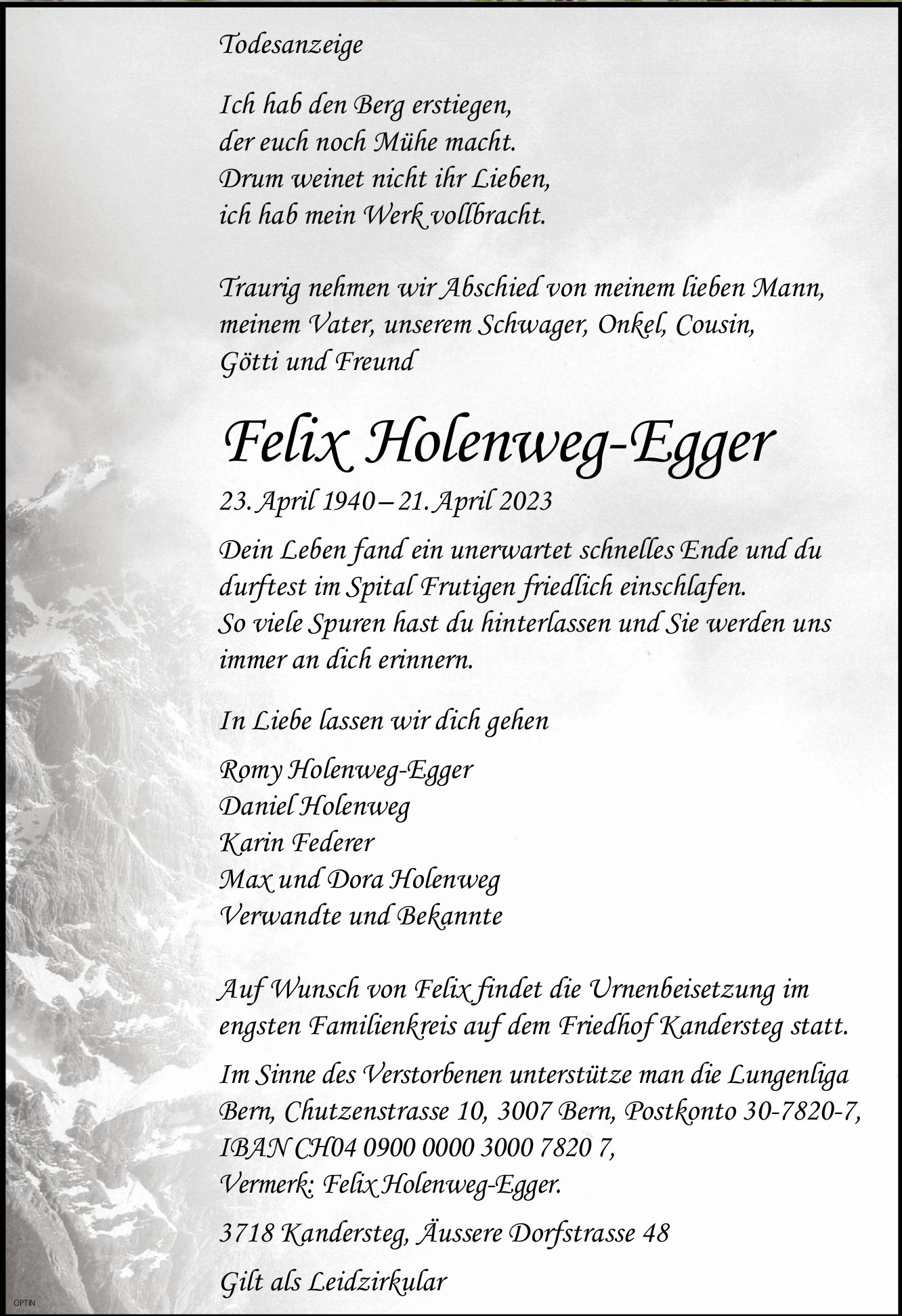 Felix Holenweg-Egger, April 2023 / TA