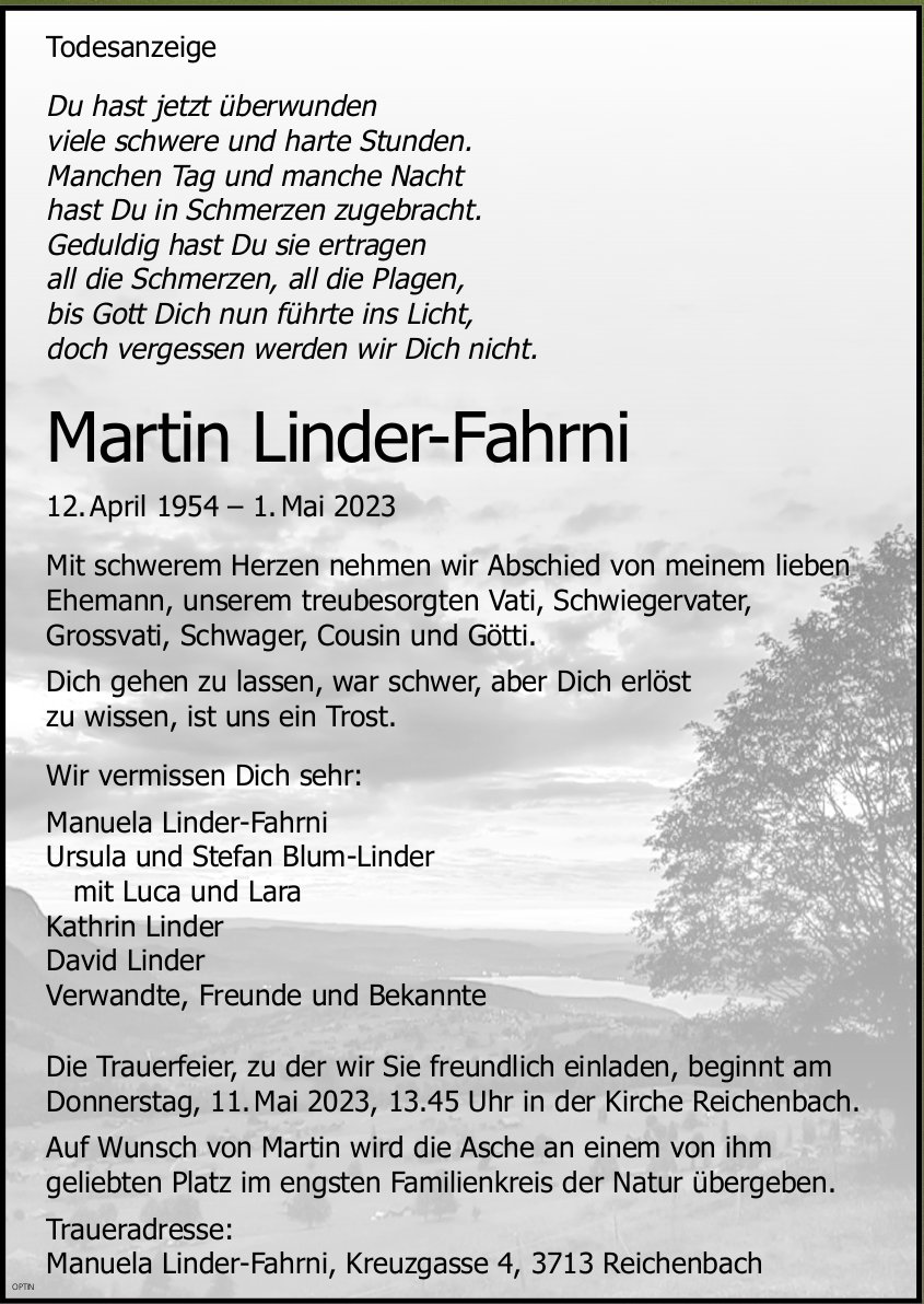 Martin Linder-Fahrni, Mai 2023 / TA