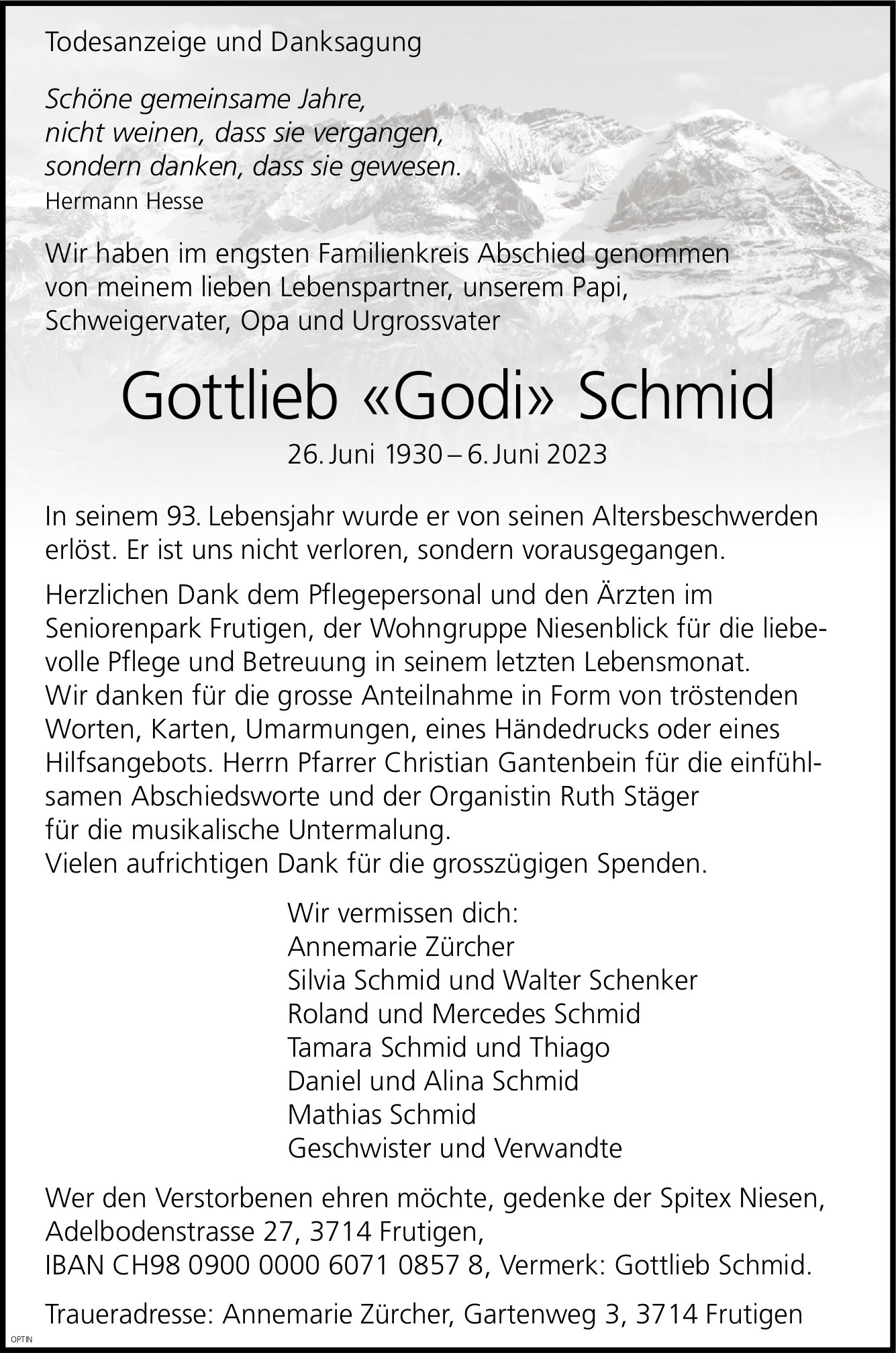 Gottlieb «Godi» Schmid, Juni 2023 / TA