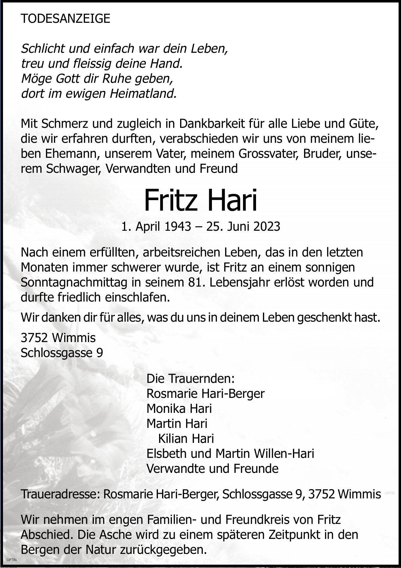 Fritz Hari, Juni 2023 / TA
