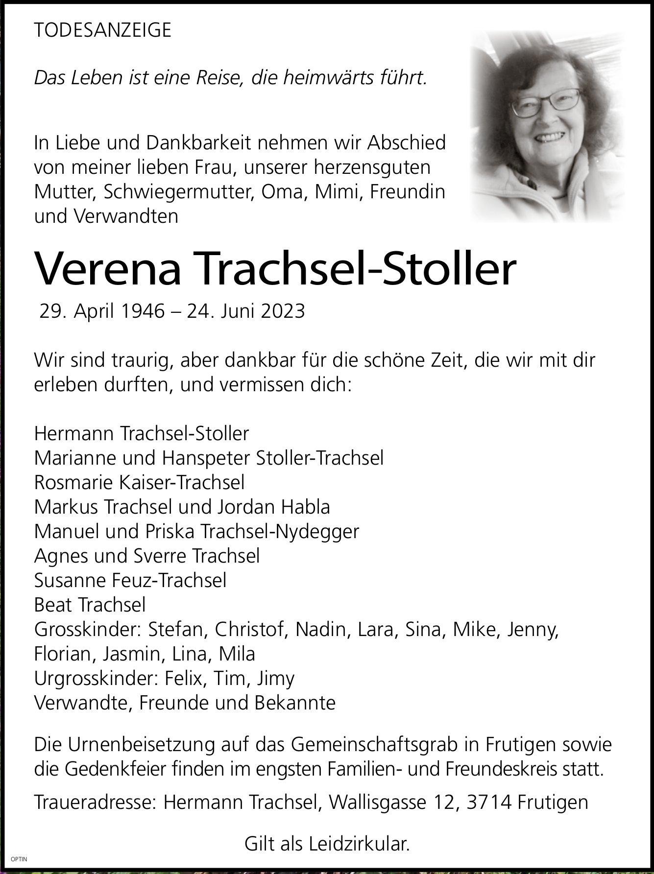 Verena Trachsel-Stoller, Juni 2023 / TA