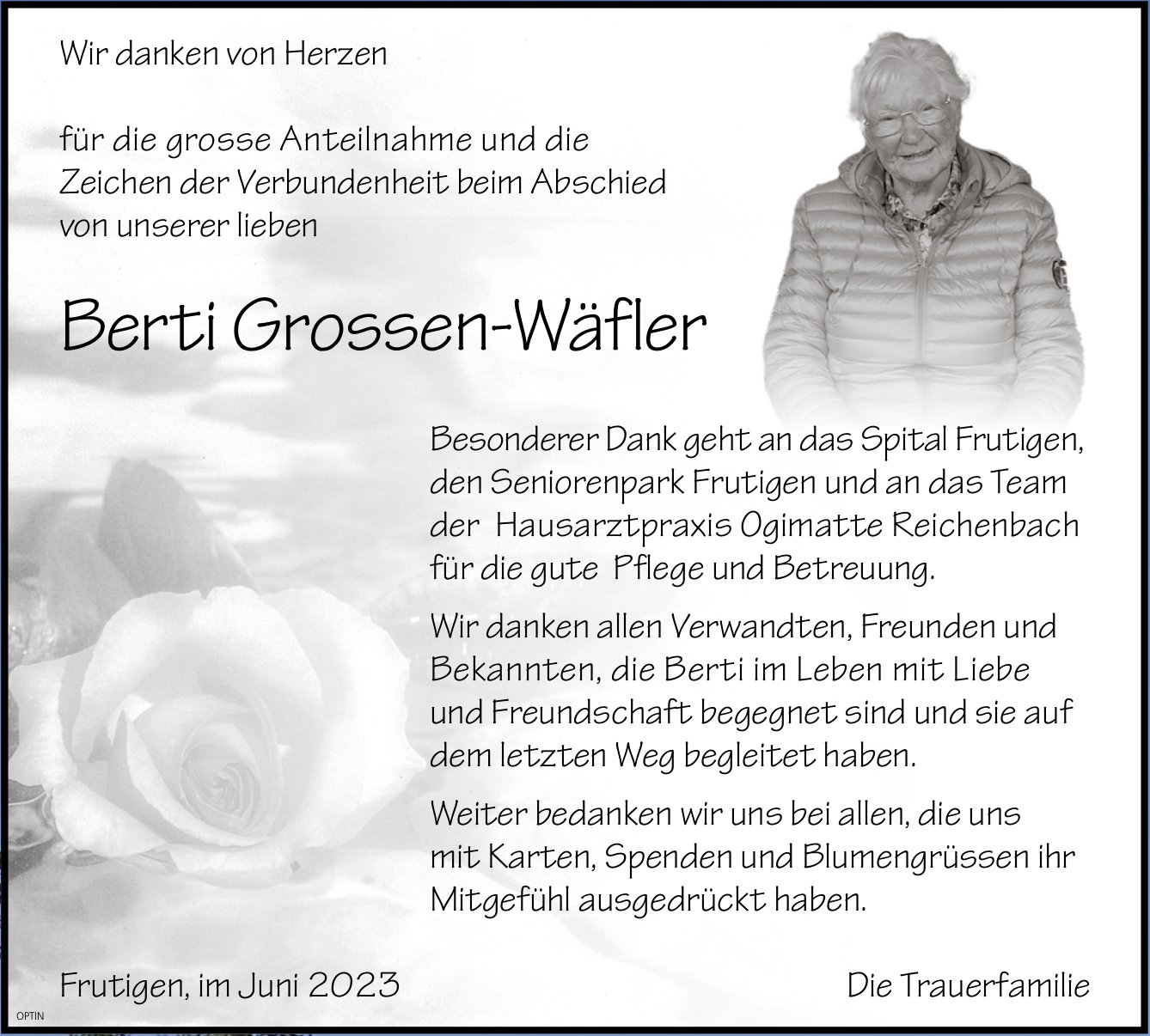 Berti Grossen-Wäfler, im Juni 2023 / DS