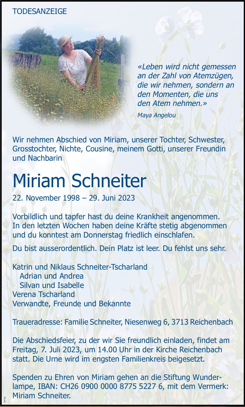 Miriam Schneiter, Juni 2023 / TA