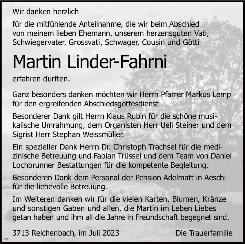 Martin Linder-Fahrni, im Juli 2023 / DS
