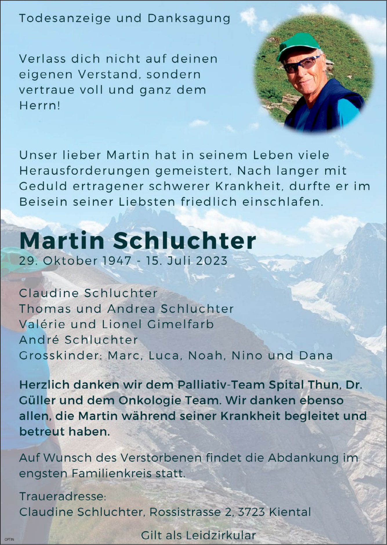 Martin Schluchter, Juli 2023 / TA + DS