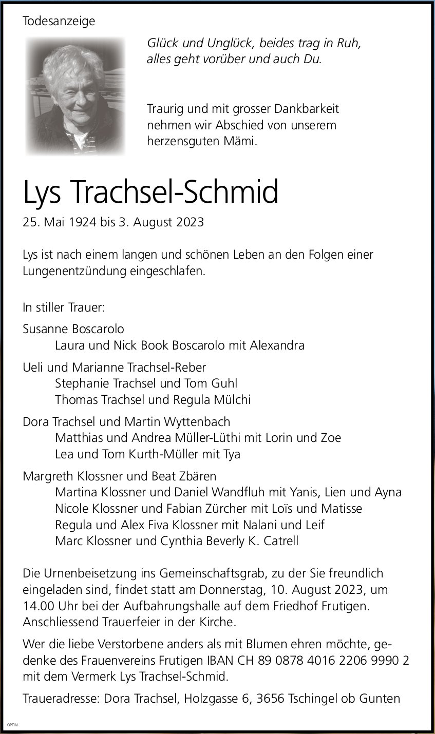 Lys Trachsel-Schmid, August 2023 / TA