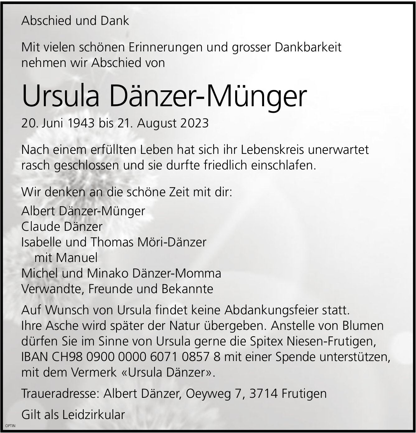 Ursula Dänzer-Münger, August 2023 / TA + DS