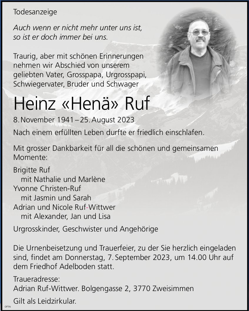 Heinz «Henä» Ruf, August 2023 / TA