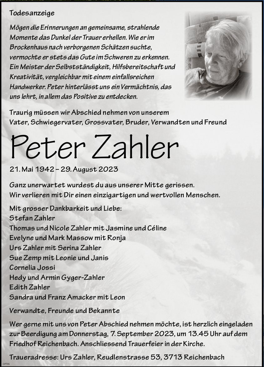 Peter Zahler, August 2023 / TA