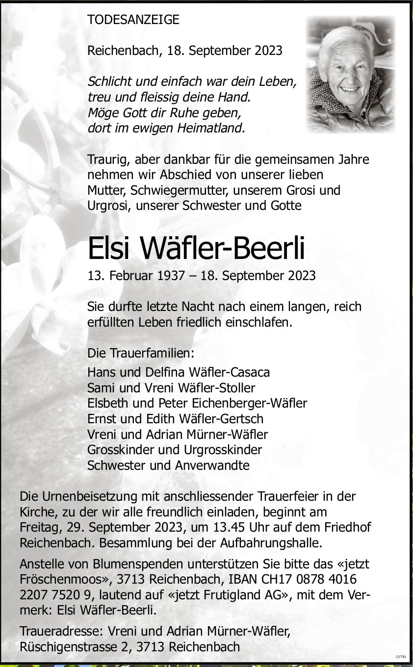 Elsi Wäfler-Beerli, September 2023 / TA