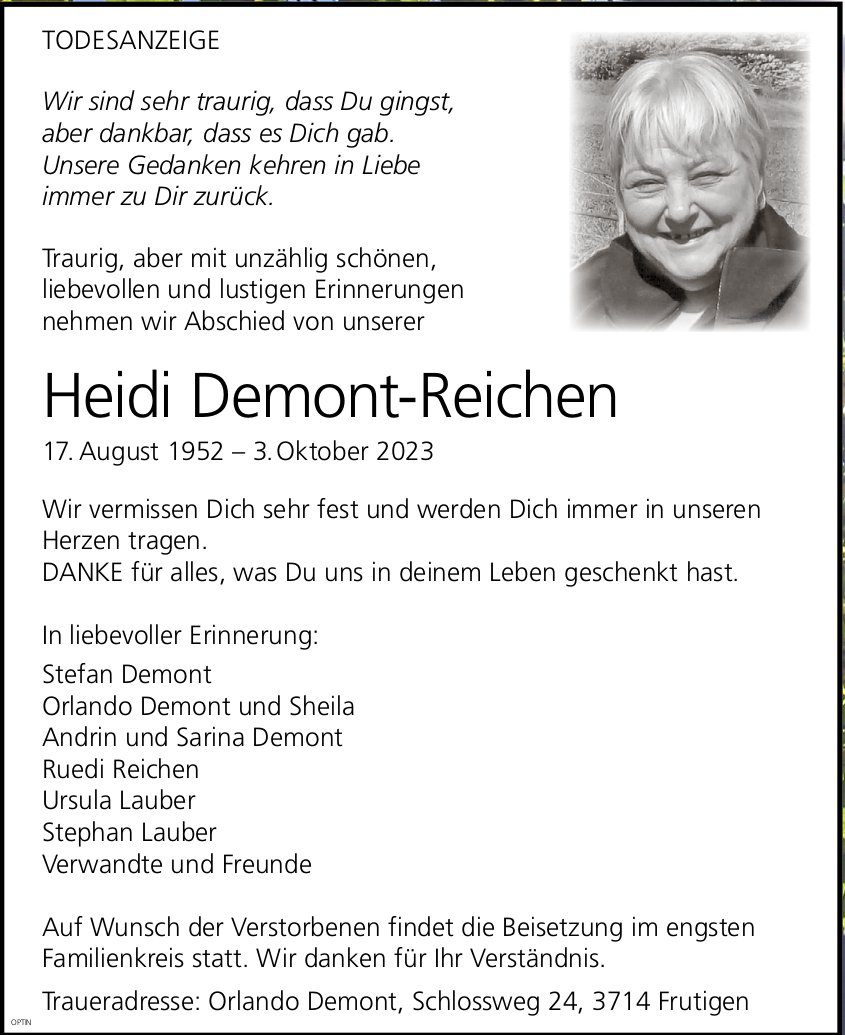 Heidi Demont-Reichen, Oktober 2023 / TA