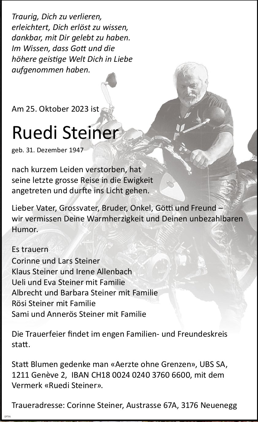 Ruedi Steiner, Oktober 2023 / TA