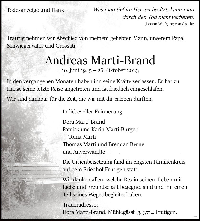 Andreas Marti-Brand, Oktober 2023 / TA