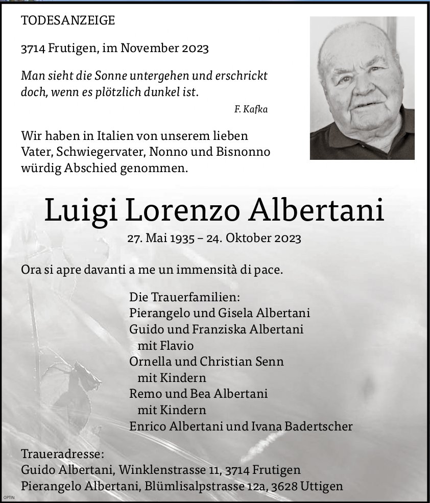 Luigi Lorenzo Albertani, Oktober 2023 / TA