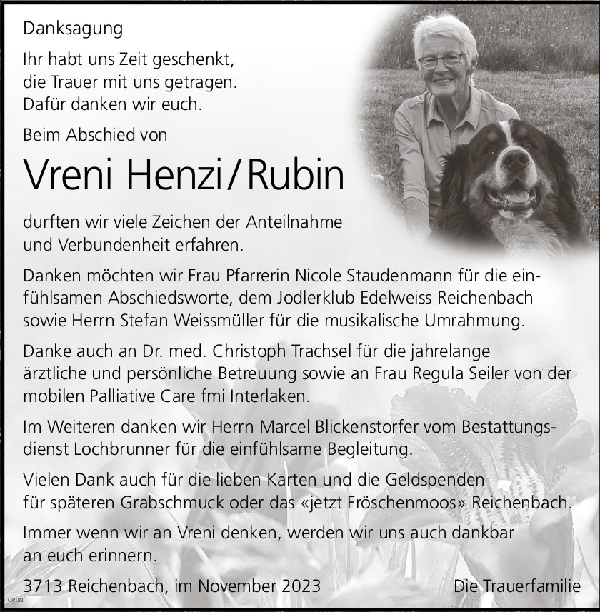 Vreni Henzi / Rubin, im November 2023 / DS