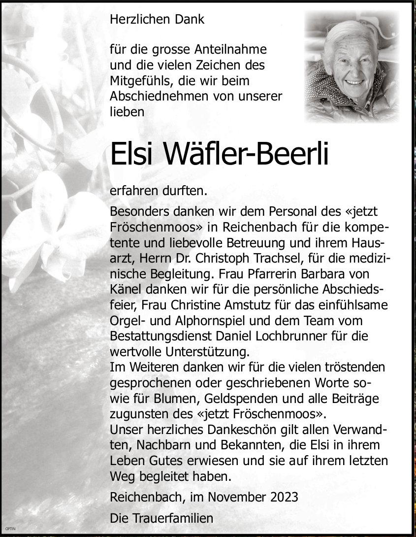 Elsi Wäfler-Beerli, im November 2023 / DS