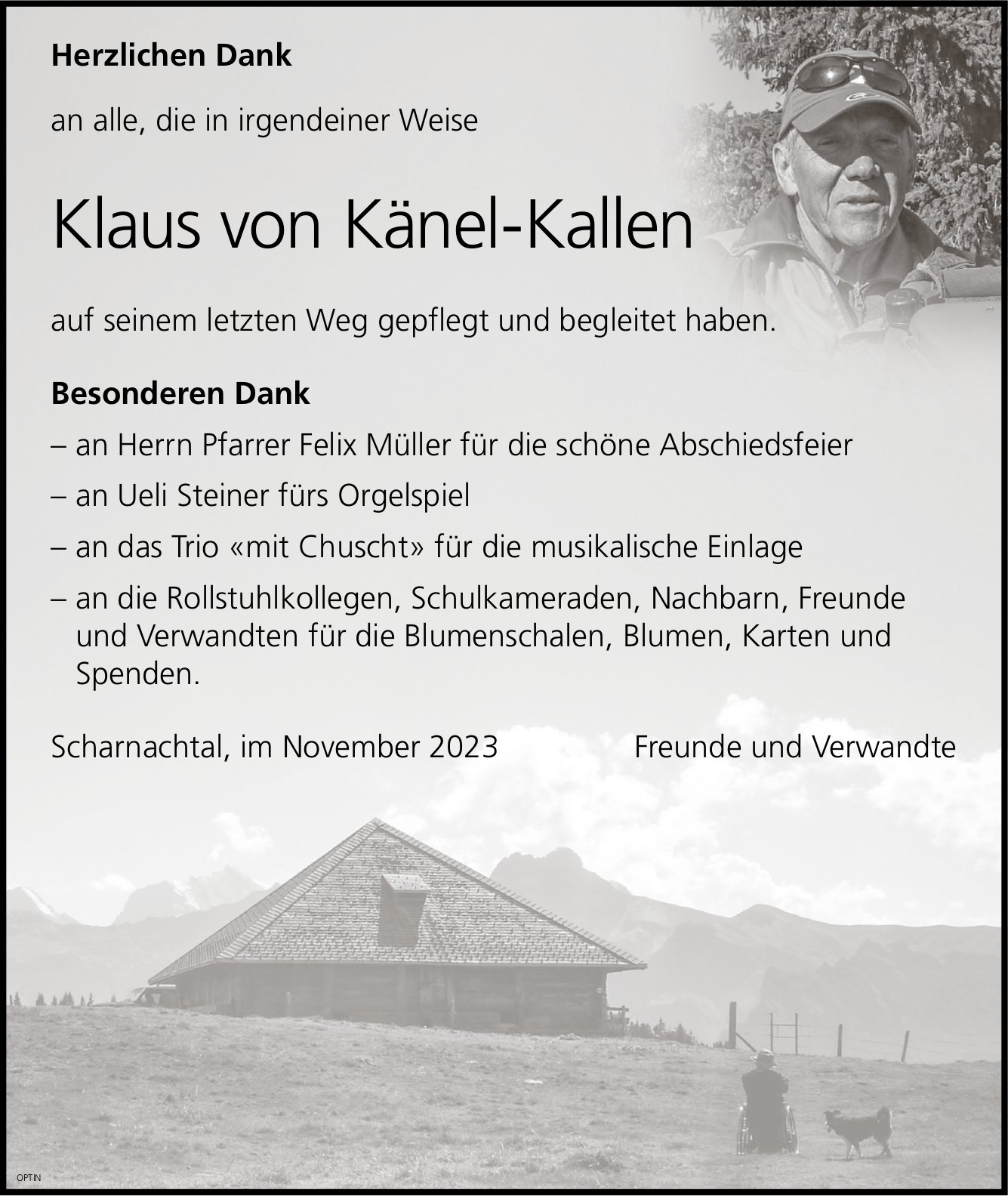 Klaus von Känel-Kallen, im November 2023 / DS