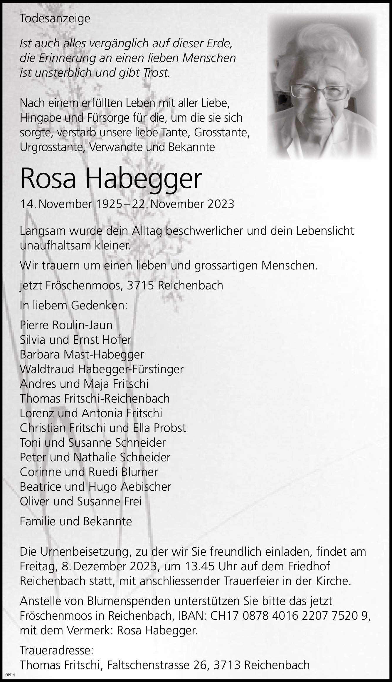 Rosa Habegger, November 2023 / TA