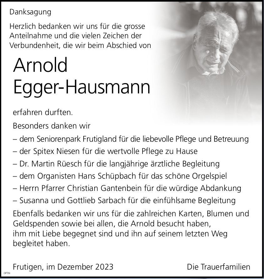 Egger-Hausmann, im Dezember 2023 / DS