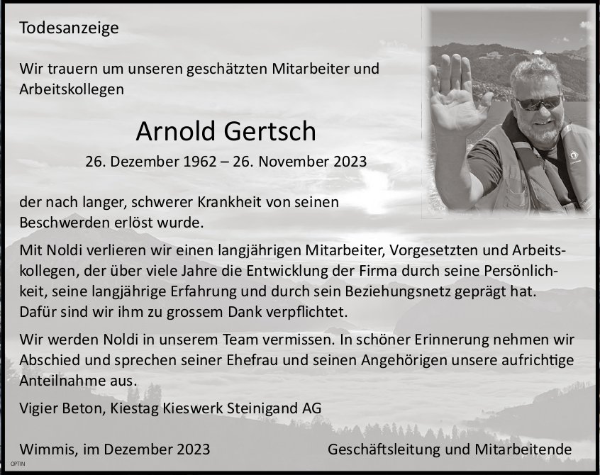 Arnold Gertsch, November 2023 / TA