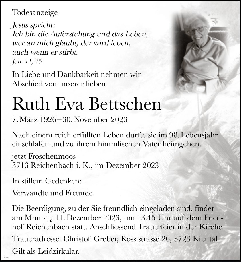 Ruth Eva Bettschen, November 2023 / TA