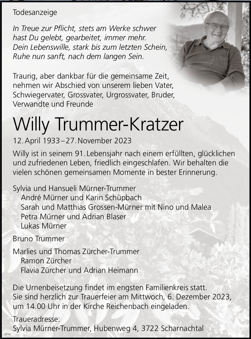 Willy Trummer-Kratzer, November 2023 / TA