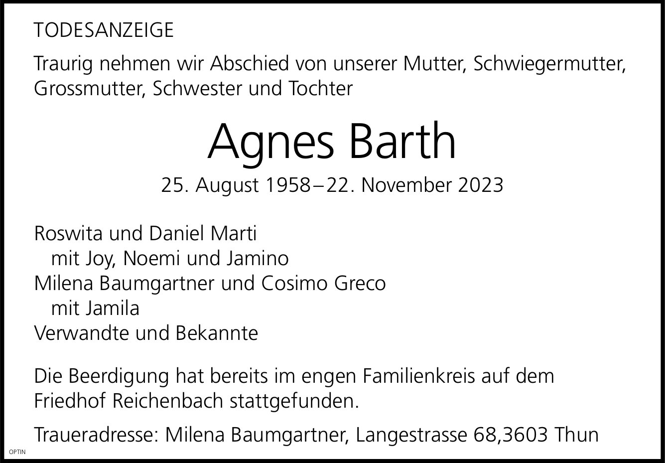 Agnes Barth, November 2023 / TA