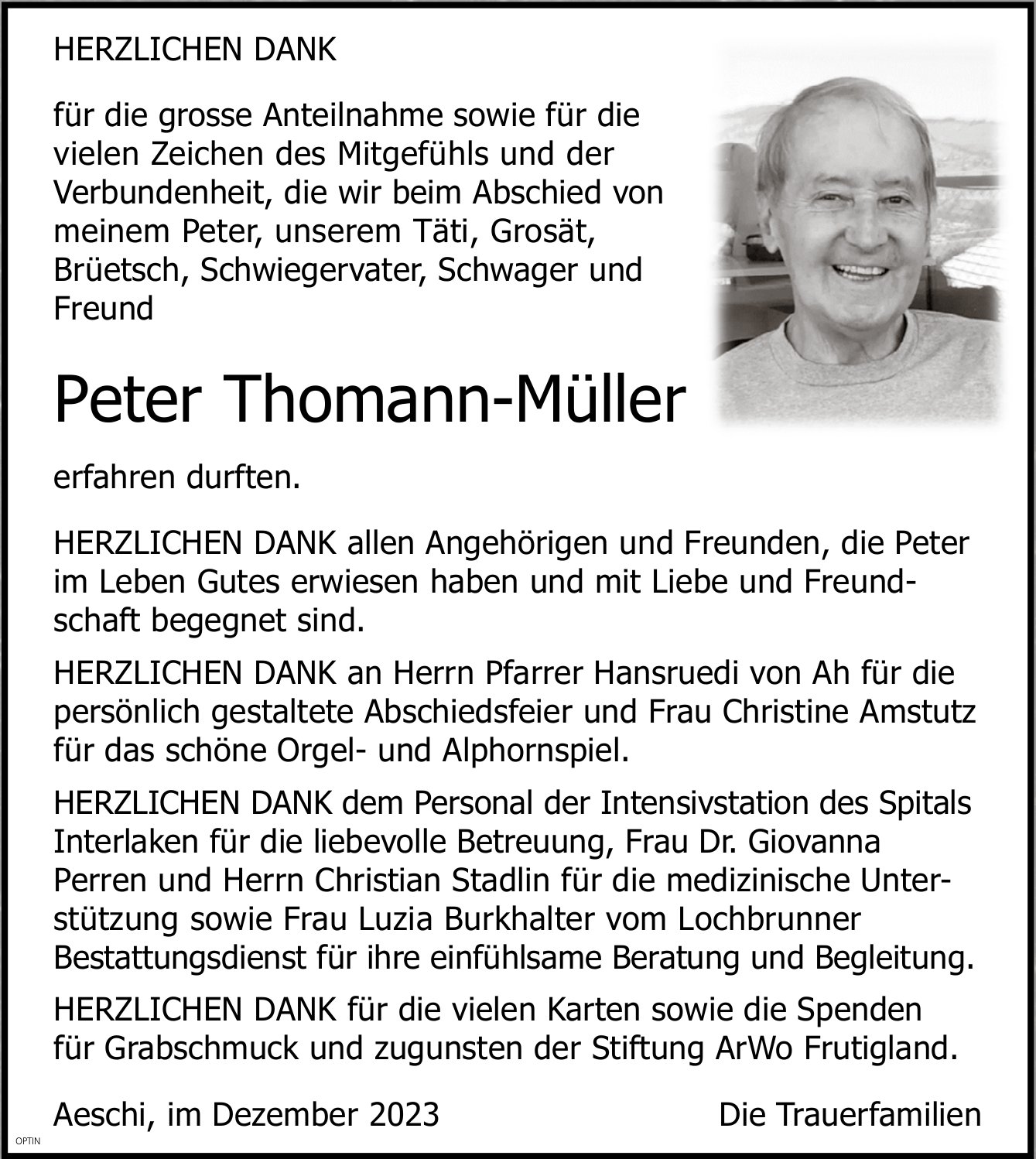 Peter Thomann-Müller, im Dezember 2023 / DS