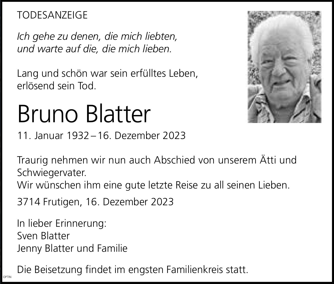 Bruno Blatter, Dezember 2023 / TA